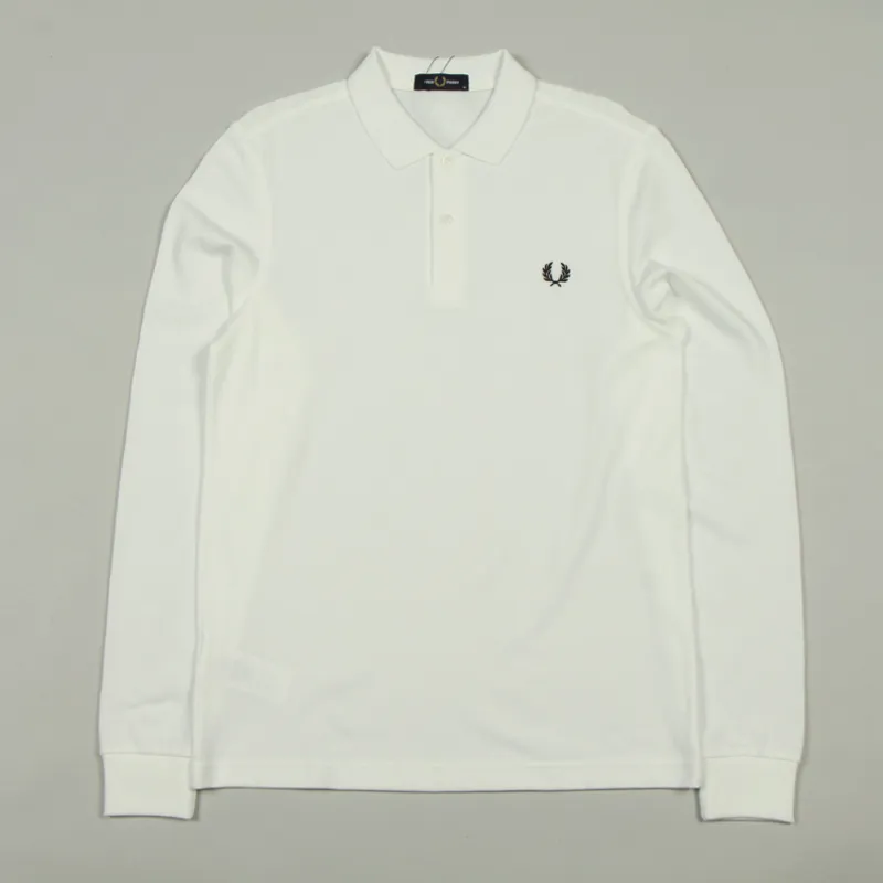 Fred Perry LS Plain Polo Shirt - White